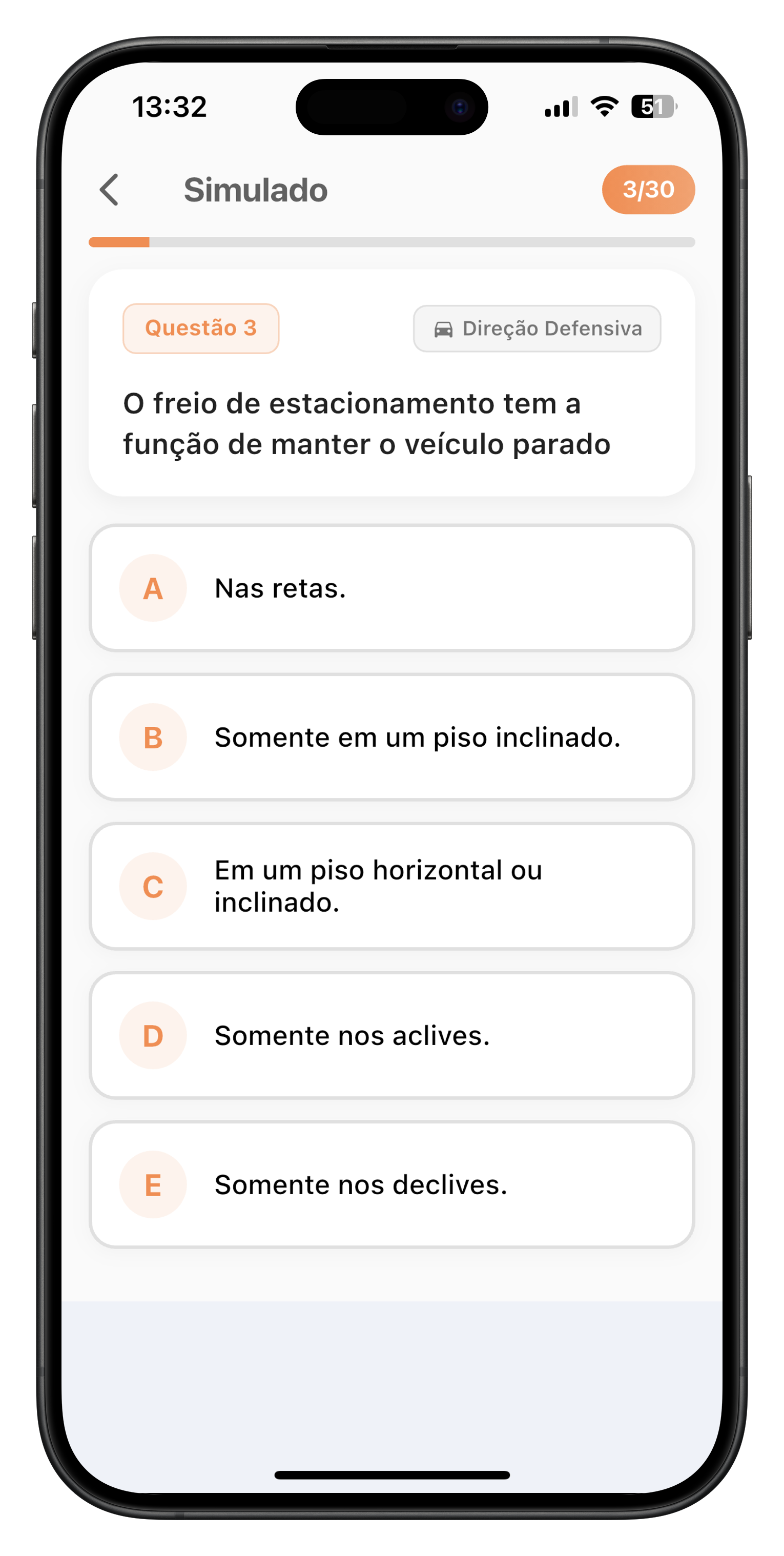 Questão do simulado no Simulado DETRAN